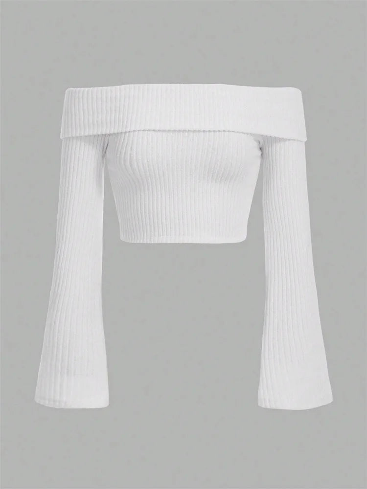 Rib Elegance Off-Shoulder Knit