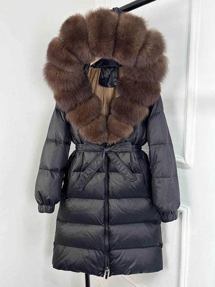 Imperial Fox-Trim Down Coat
