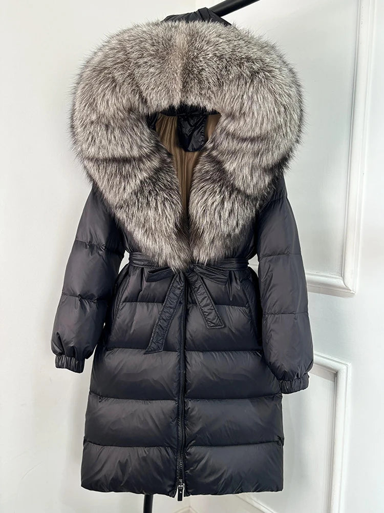 Imperial Fox-Trim Down Coat