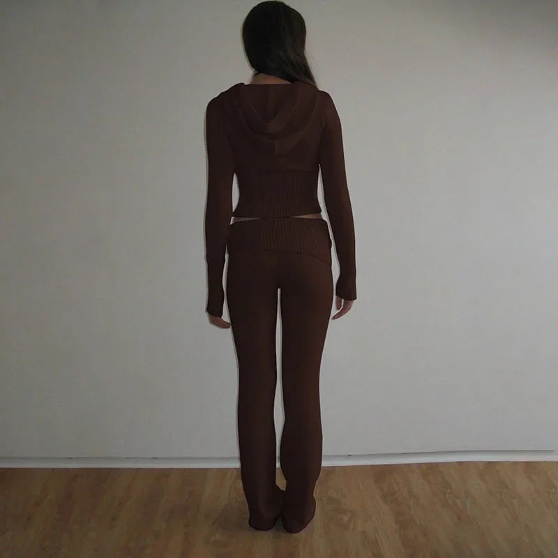 Blush Knit Zip Lounge Set