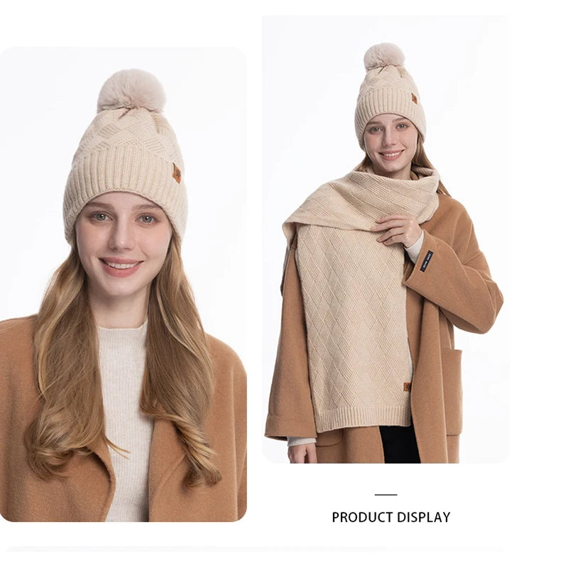 Cozy Knit Pom Beanie & Scarf Set