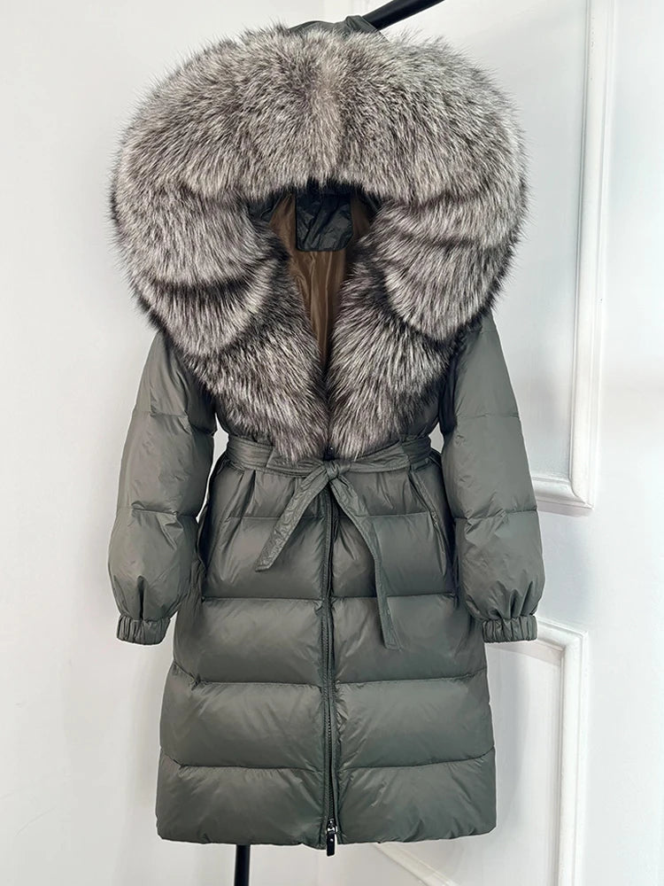 Imperial Fox-Trim Down Coat