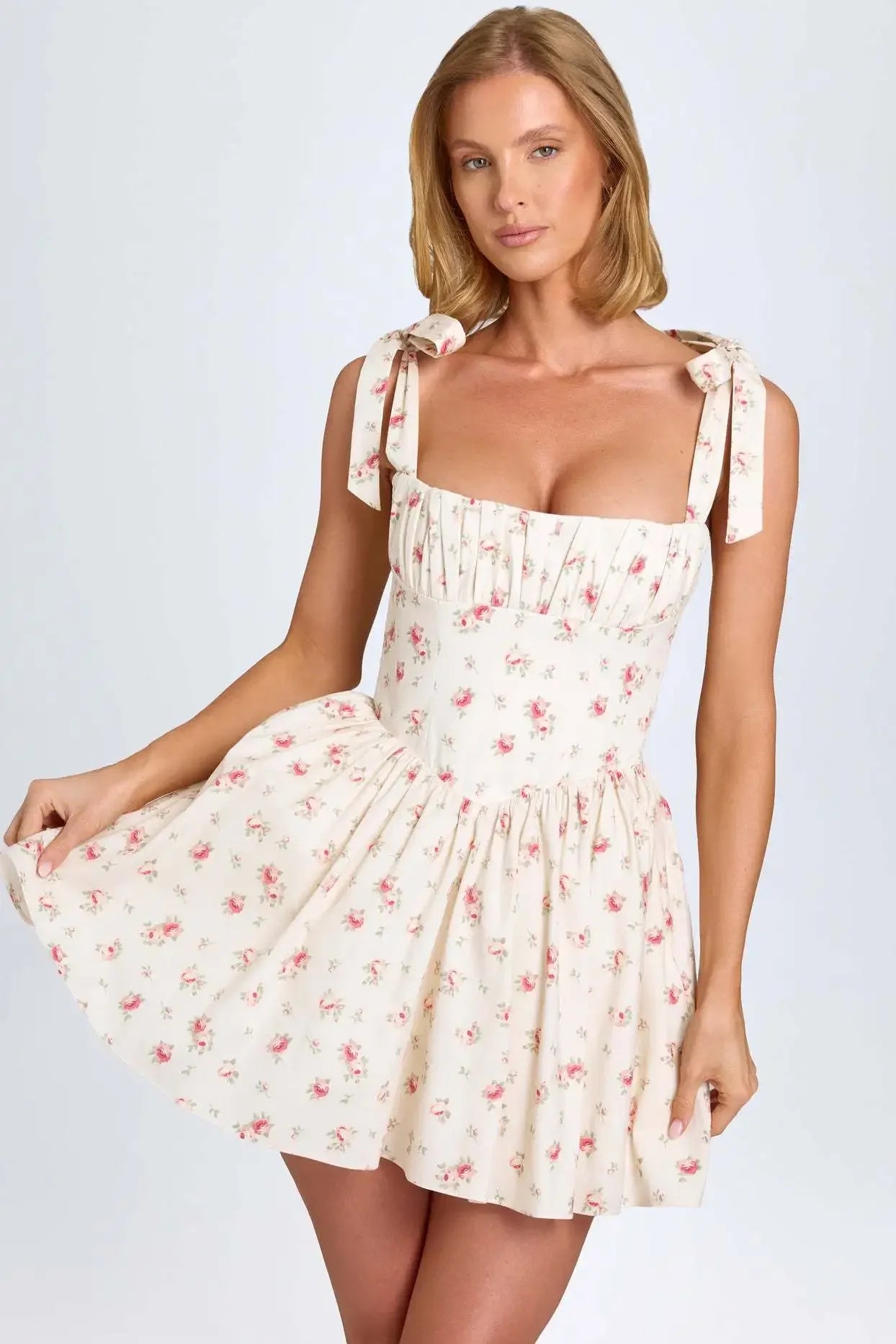 Blooming Bow Mini Dress