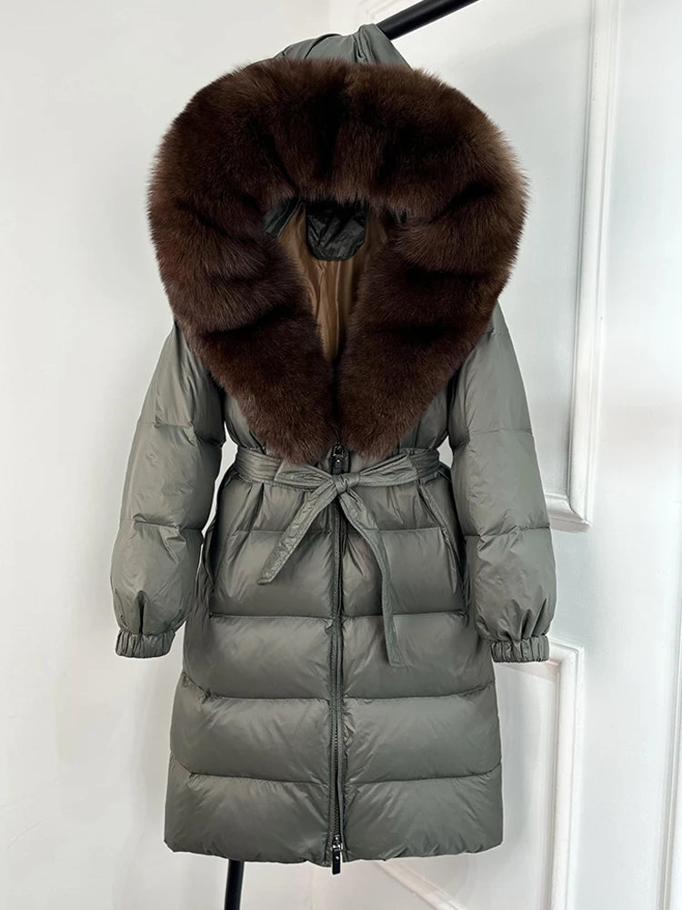 Imperial Fox-Trim Down Coat
