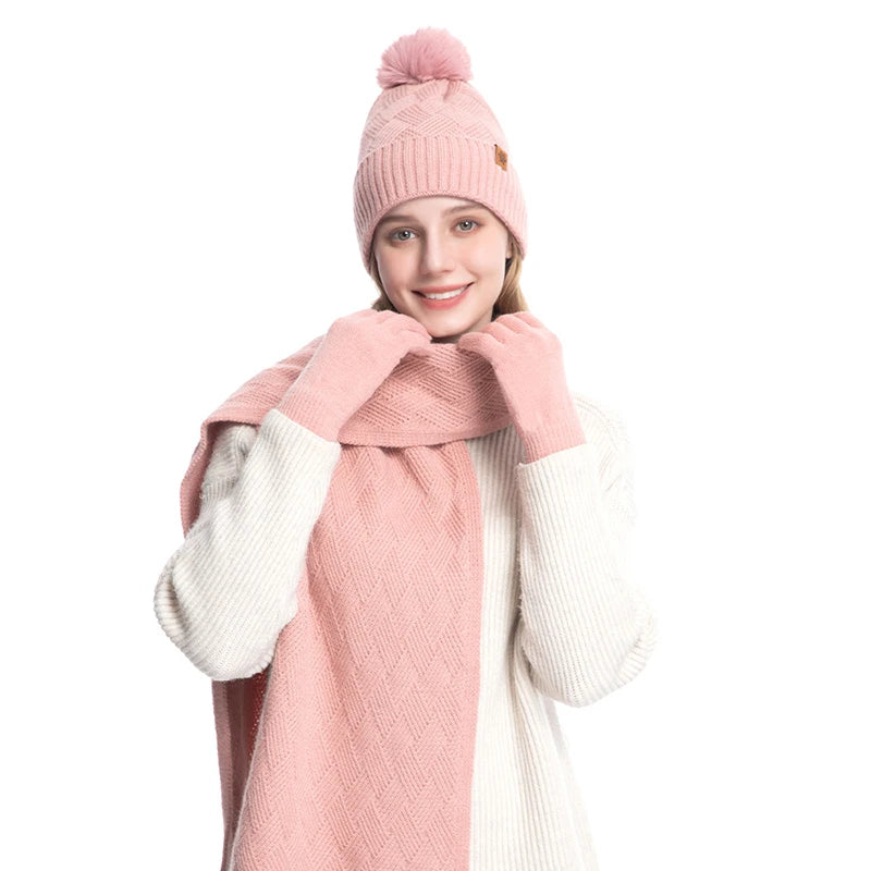 Cozy Knit Pom Beanie & Scarf Set