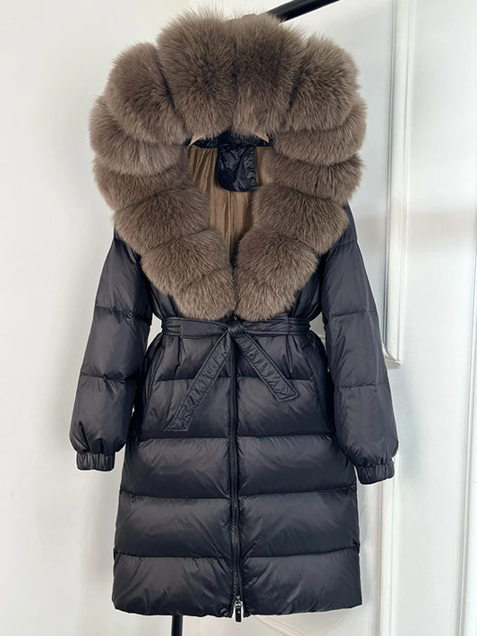 Imperial Fox-Trim Down Coat