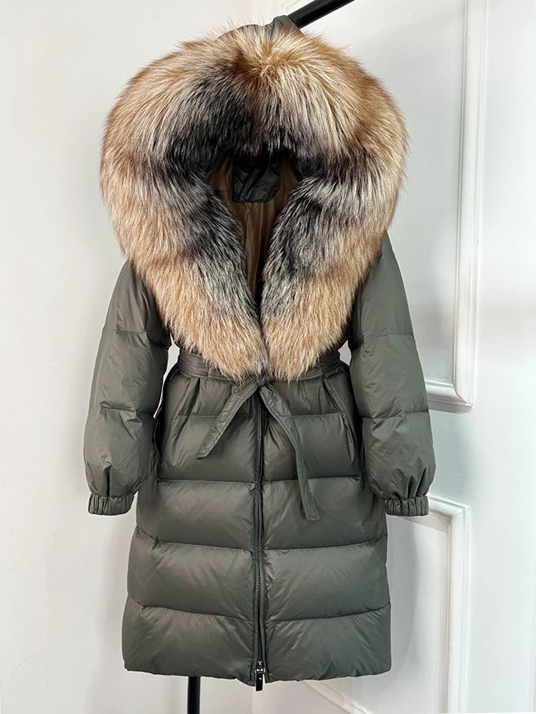 Imperial Fox-Trim Down Coat