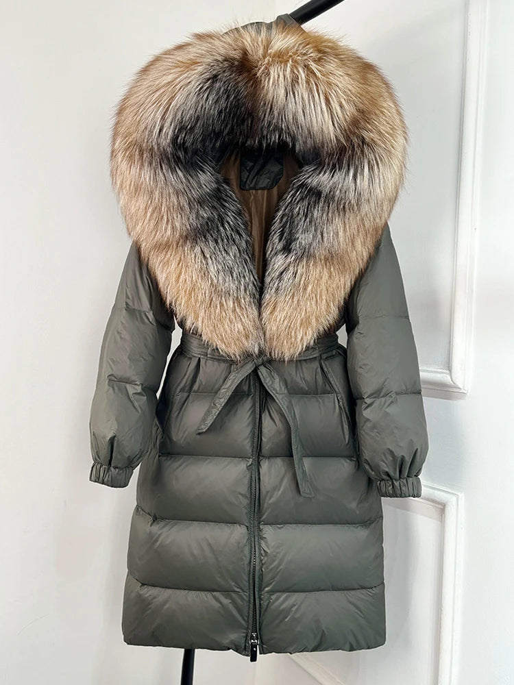 Imperial Fox-Trim Down Coat
