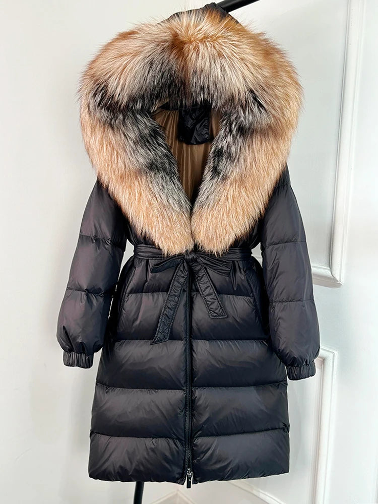 Imperial Fox-Trim Down Coat