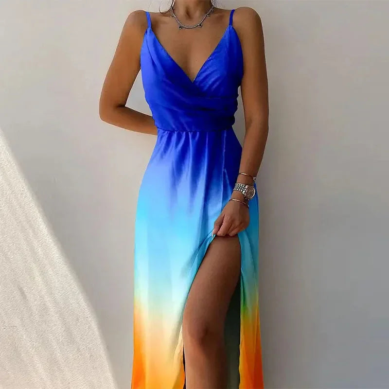 Luna Silk Slit Dress