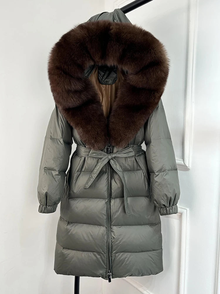 Imperial Fox-Trim Down Coat