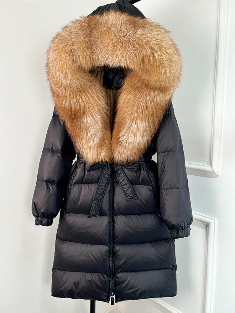 Imperial Fox-Trim Down Coat