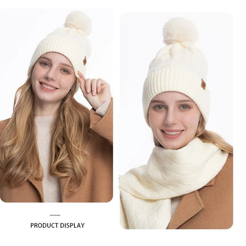 Cozy Knit Pom Beanie & Scarf Set