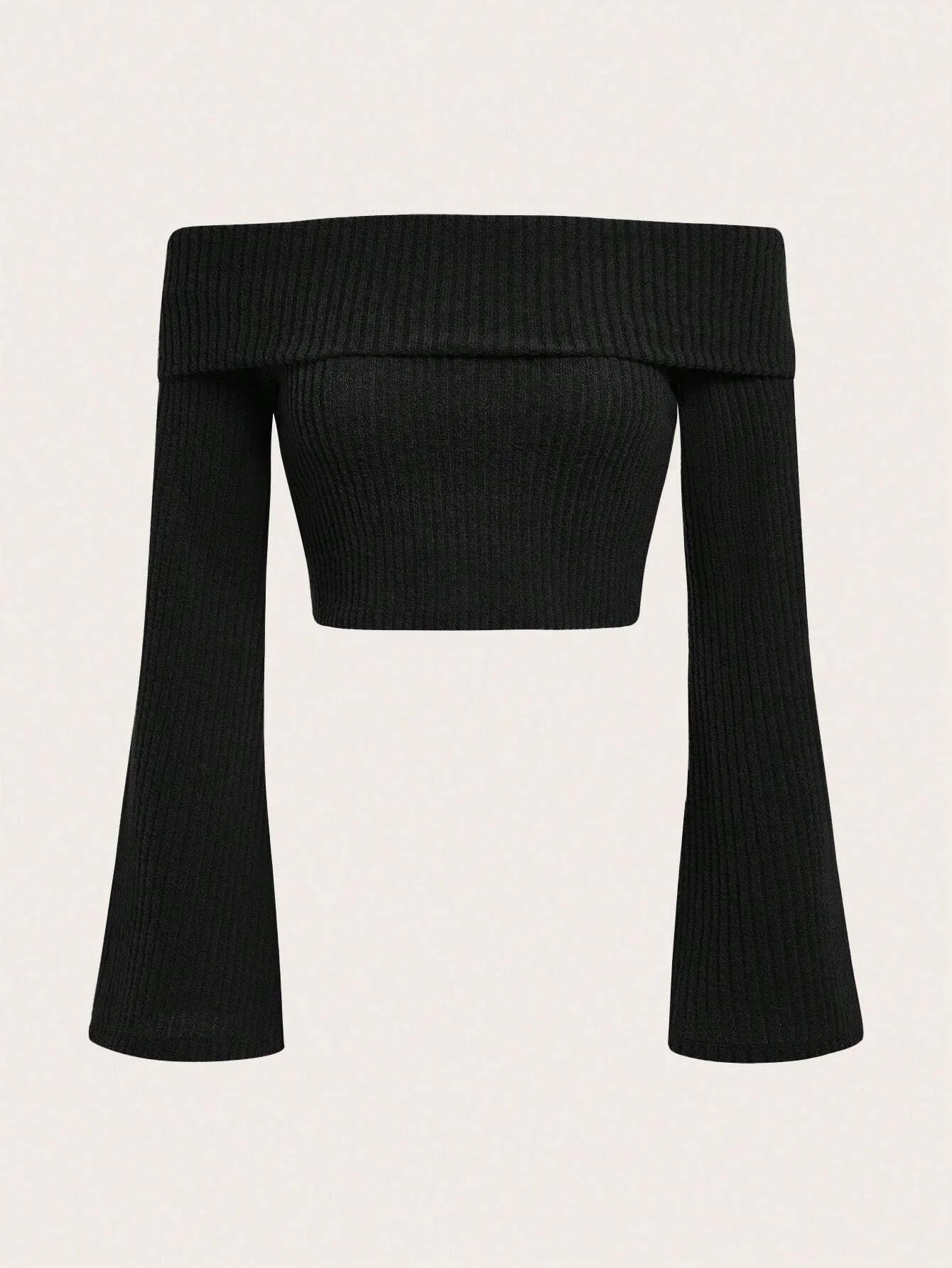 Rib Elegance Off-Shoulder Knit