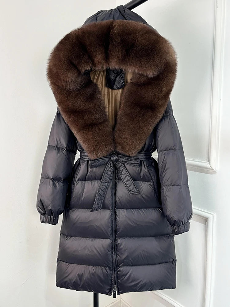 Imperial Fox-Trim Down Coat