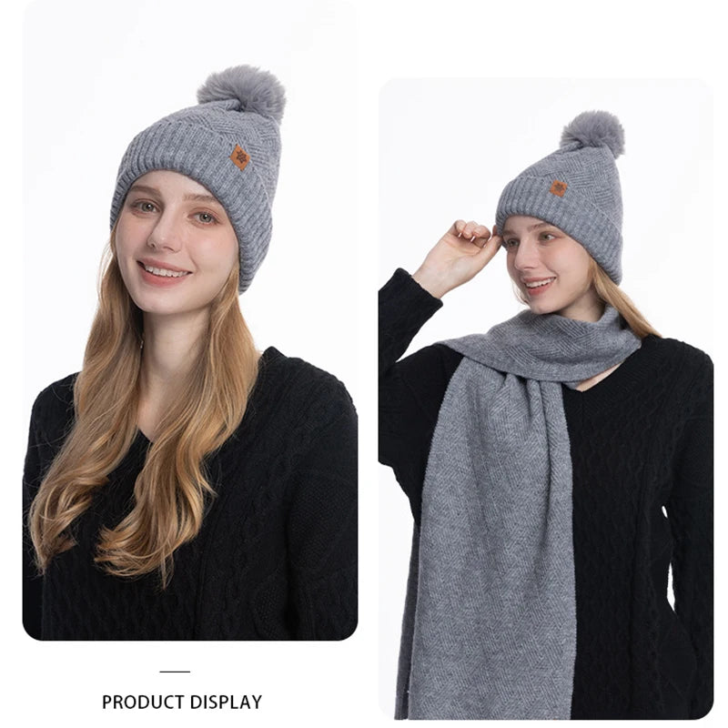 Cozy Knit Pom Beanie & Scarf Set