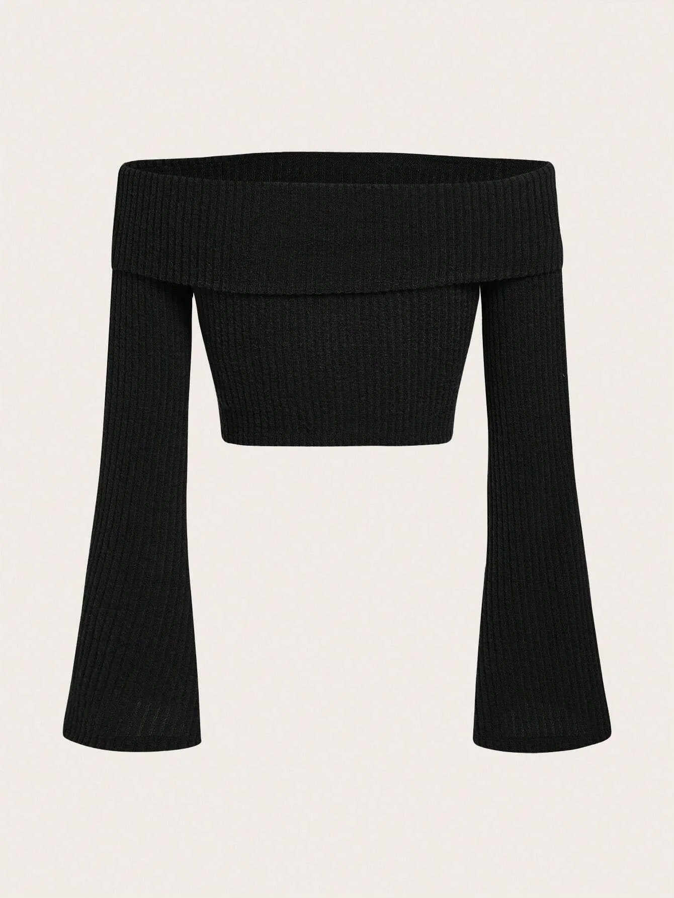 Rib Elegance Off-Shoulder Knit
