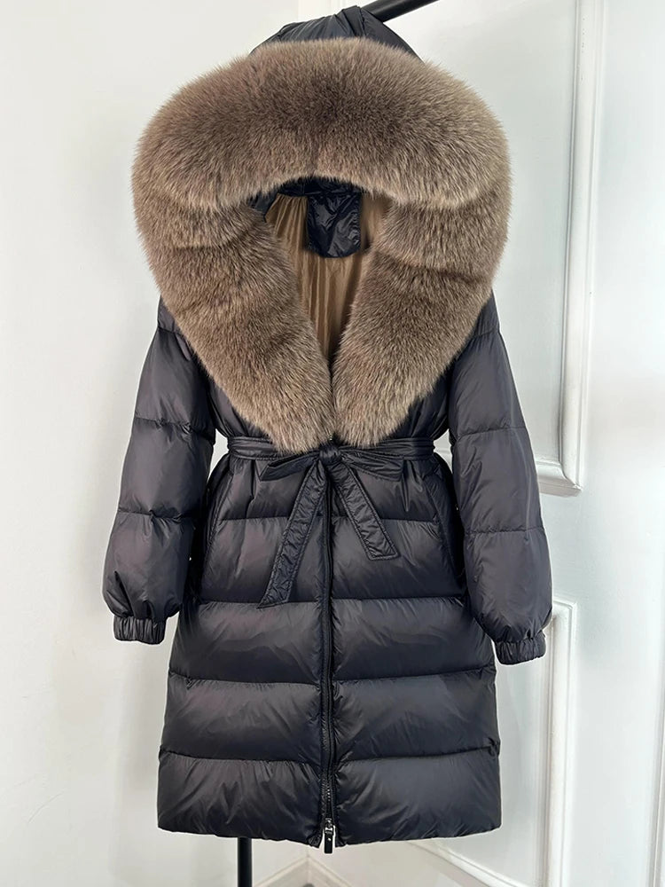 Imperial Fox-Trim Down Coat
