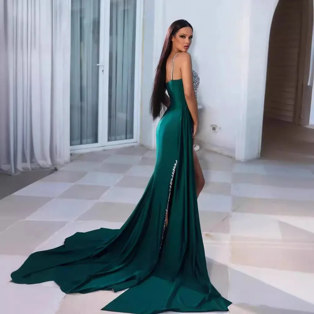 Emerald Crystal Couture Gown