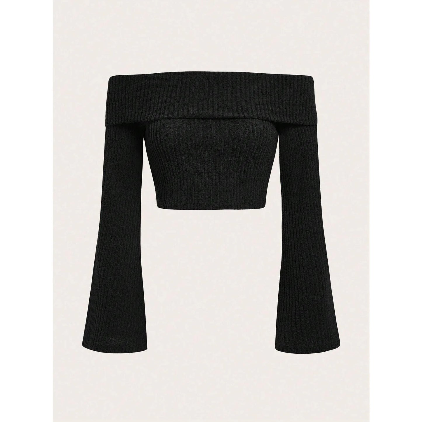 Rib Elegance Off-Shoulder Knit