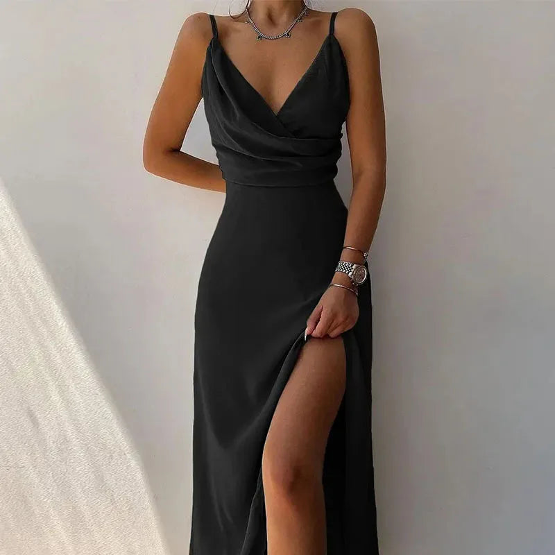 Luna Silk Slit Dress