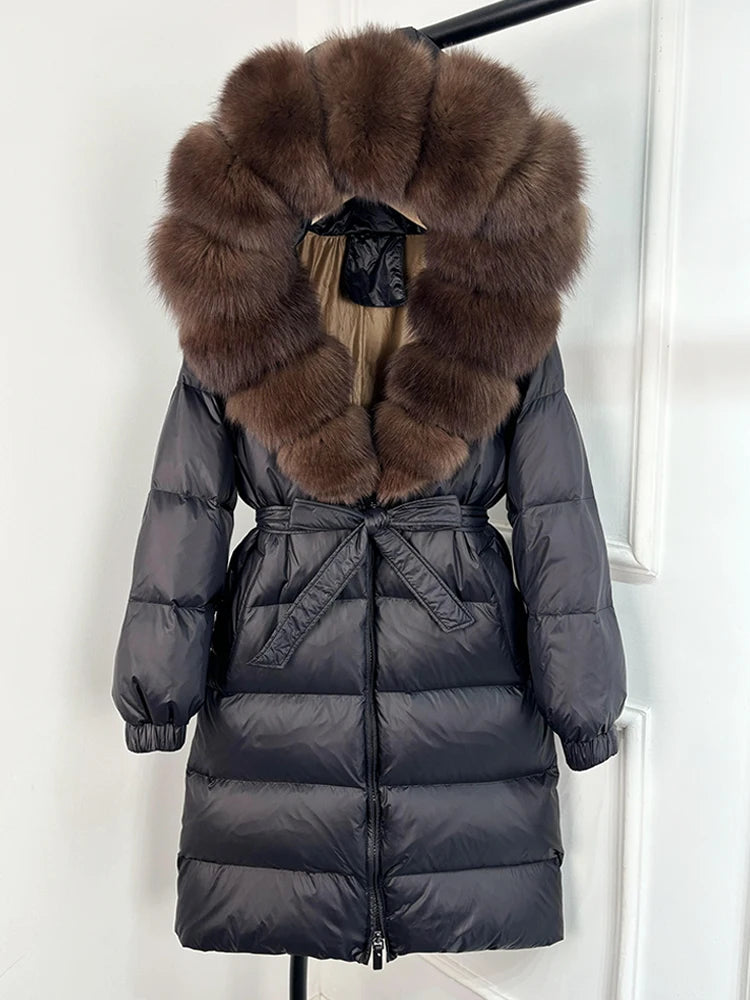 Imperial Fox-Trim Down Coat