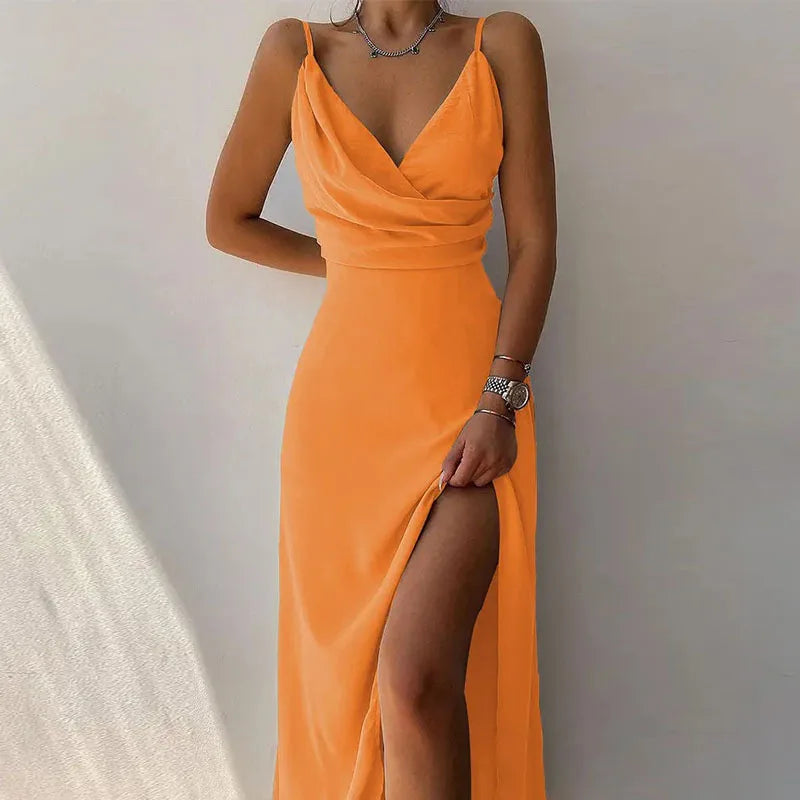 Luna Silk Slit Dress